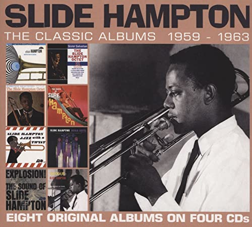 CD cover featuring Slide Hampton playing trombone, with album artwork collage.