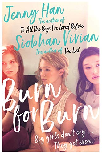 Book cover: "Burn for Burn" featuring three young women’s faces.