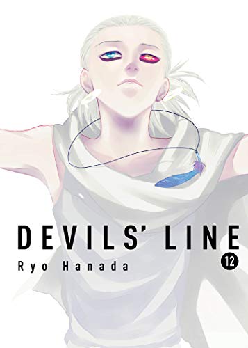 Cover of "DEVILS' LINE 12" manga, featuring a pale man with violet eyes.