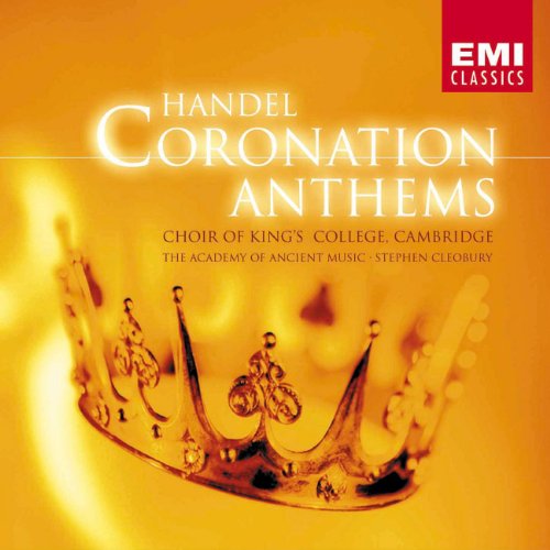 CD cover for Handel's Coronation Anthems featuring a golden crown.
