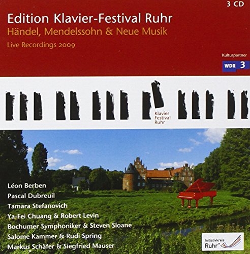Red CD case with piano keys, landscape, and artist names listed.