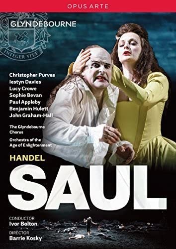 DVD cover for Handel’s “Saul” opera featuring two performers in costume.