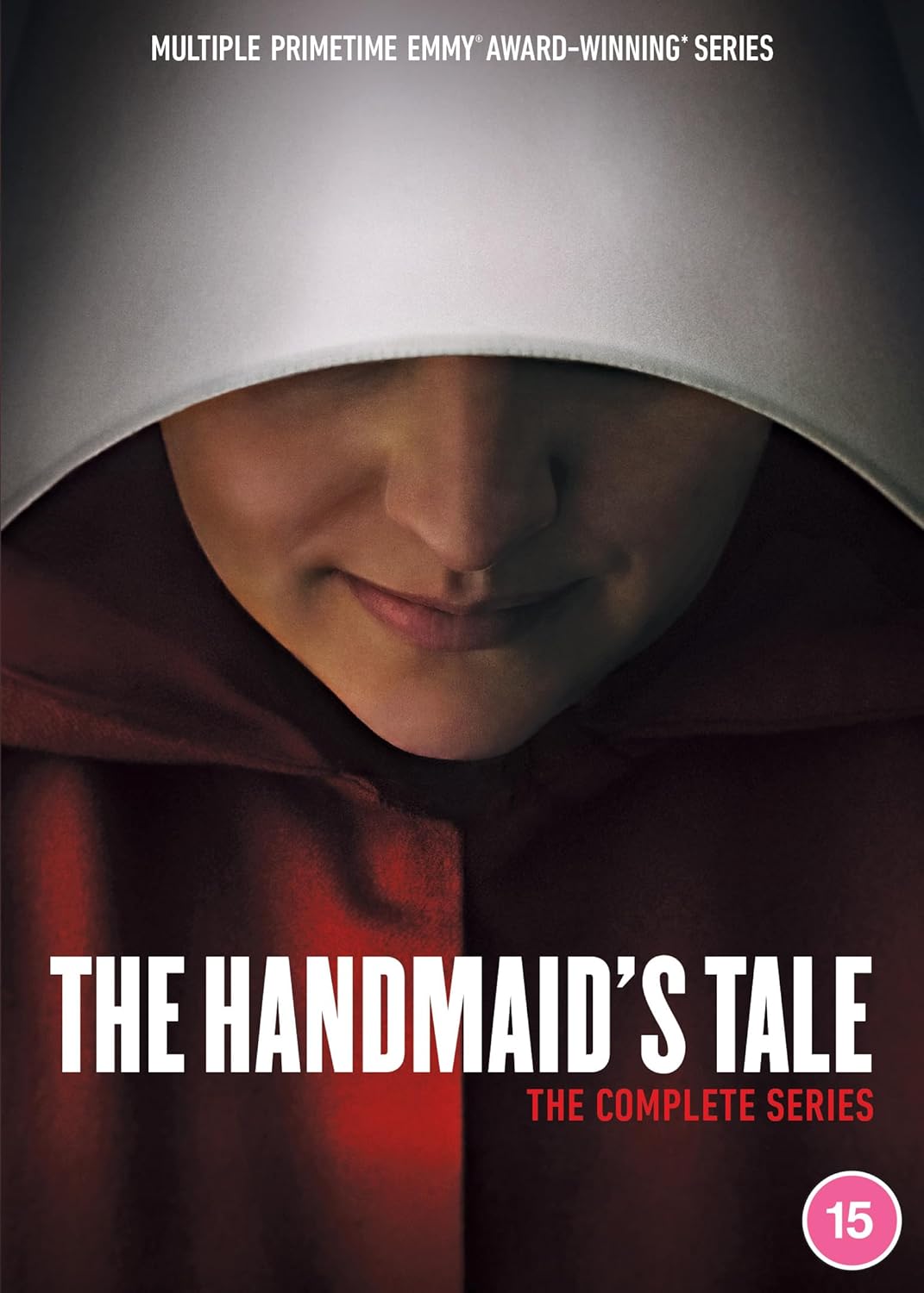 DVD cover for "The Handmaid's Tale" featuring a woman in red.