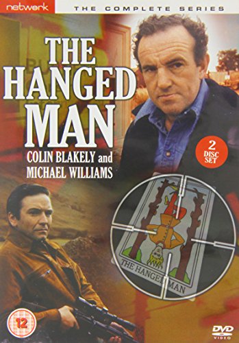 DVD cover for "The Hanged Man" featuring Colin Blakely and tarot imagery.
