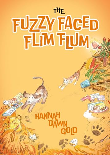 Book cover with illustrated dogs, cats, and scattered objects on orange.