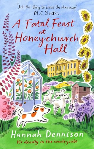 Book cover with a country house, greenhouse, animals, and wildflowers.