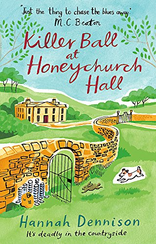 Book cover: manor house, stone wall, dog, and green countryside scene.