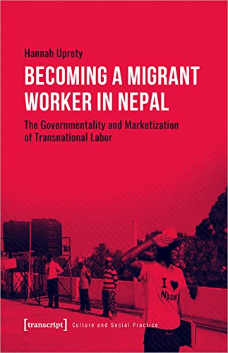 Book cover: "Becoming a Migrant Worker in Nepal" with people at a border.