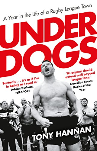Book cover: shirtless rugby player celebrating with teammates, titled "Underdogs".