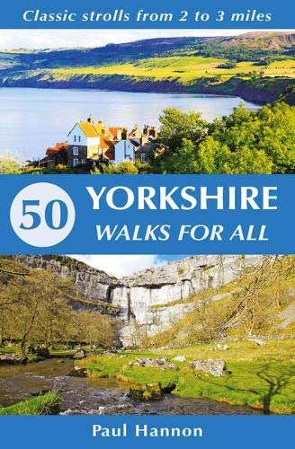 Book cover: “50 Yorkshire Walks for All” with landscape scenes.