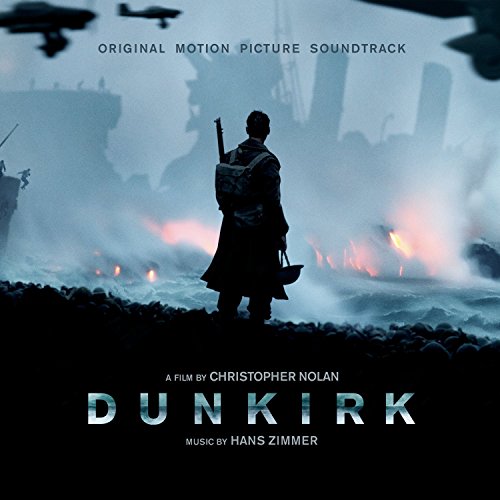 “Dunkirk” soundtrack CD cover featuring soldiers on a beach with aircraft.
