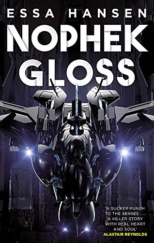 Book cover: dark spaceship against a futuristic city backdrop.