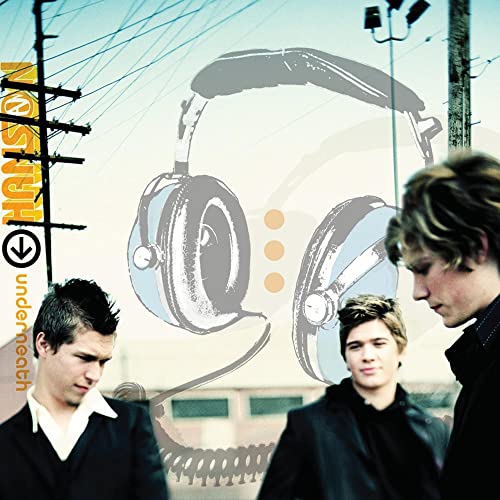 HANSON album cover featuring band members and illustrated headphones.