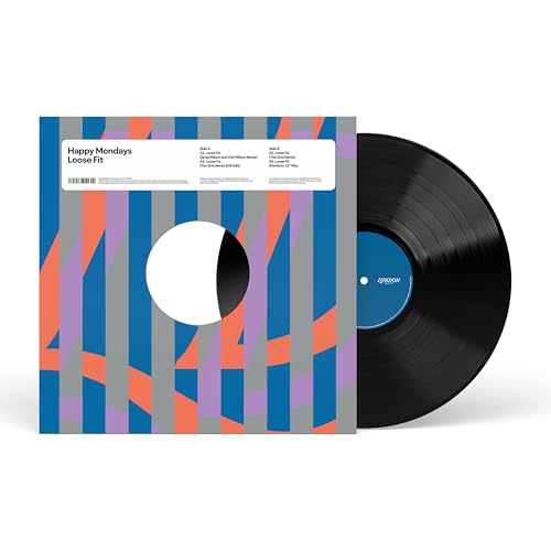 Happy Mondays "Loose Fit" vinyl record with geometric cover art.