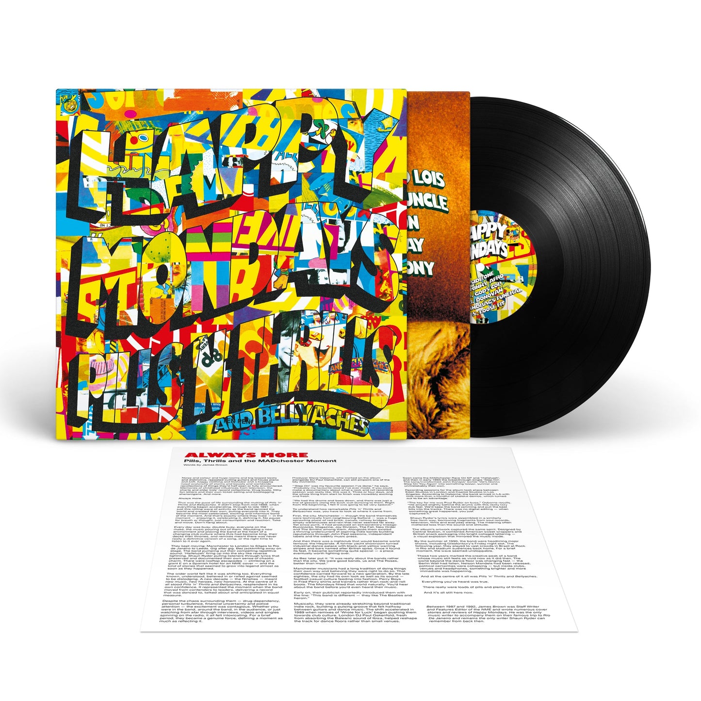 Happy Mondays album "Pills n Thrills" vinyl record and insert.