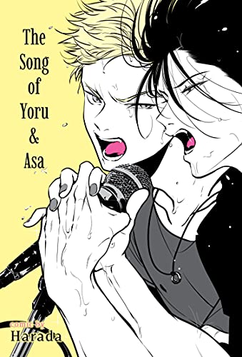 Black and white manga cover of a singer with a microphone.