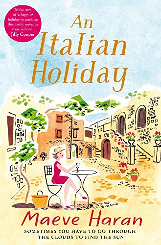 Book cover: "An Italian Holiday" with illustrated coastal town scene.