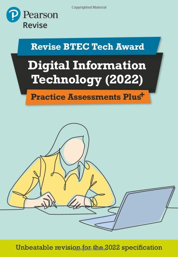 BTEC Digital Information Technology revision guide with student using a laptop.