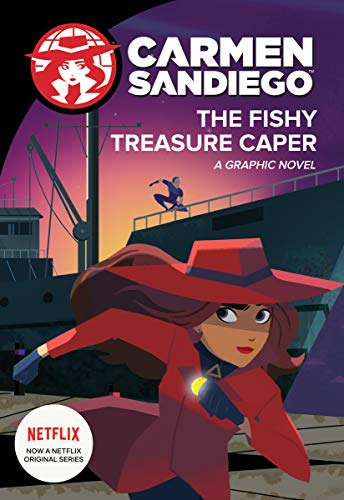 Cover of Carmen Sandiego graphic novel featuring Carmen in a red coat and hat.