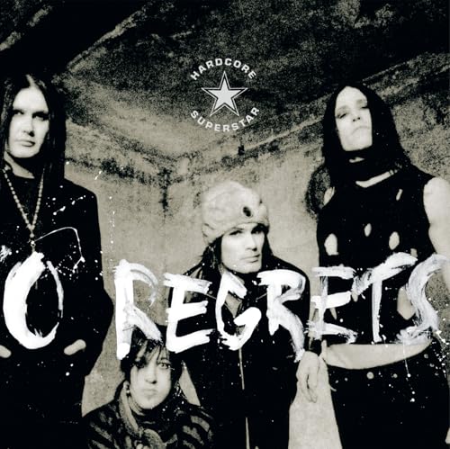 Album cover for Hardcore Superstar’s “No Regrets” featuring four people.