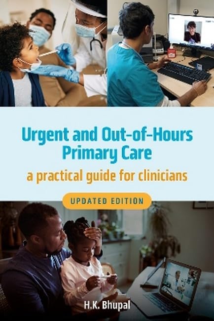 Book cover: “Urgent and Out-of-Hours Primary Care” with medical scenes.