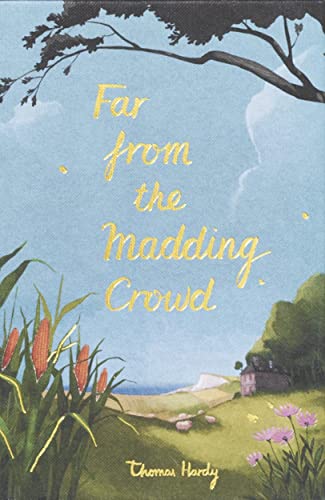 Book cover illustration showing a rural landscape with corn, flowers, and gold text.