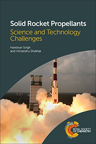 Book cover depicting a rocket launch with text: "Solid Rocket Propellants.