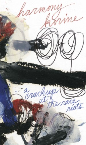 Book cover with abstract black, blue, and red brushstrokes, scribbles, and handwritten title text.