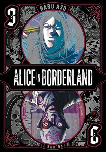 Manga cover for Alice in Borderland Volume 3 featuring two circular portraits of characters.