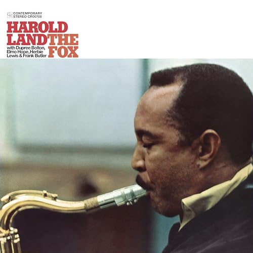Harold Land album cover featuring a saxophonist in profile, titled "The Fox".