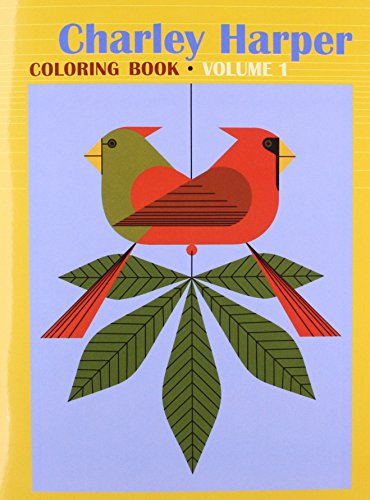 Coloring book cover featuring stylized red cardinal birds and green leaves.
