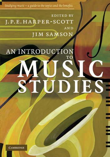 Book cover: "An Introduction to Music Studies" with abstract art.