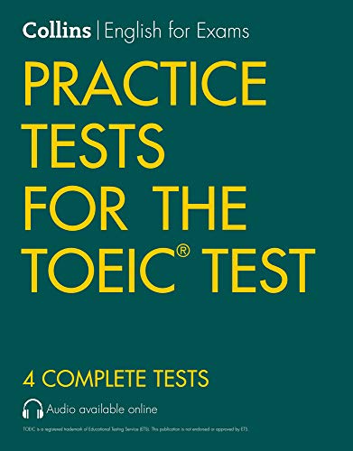 Cover of "Practice Tests for the TOEIC Test" book, teal background.