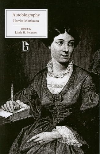 Book cover: “Autobiography” by Harriet Martineau, portrait of a woman writing.