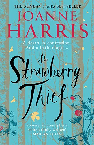 Book cover for "The Strawberry Thief" with floral and butterfly details.