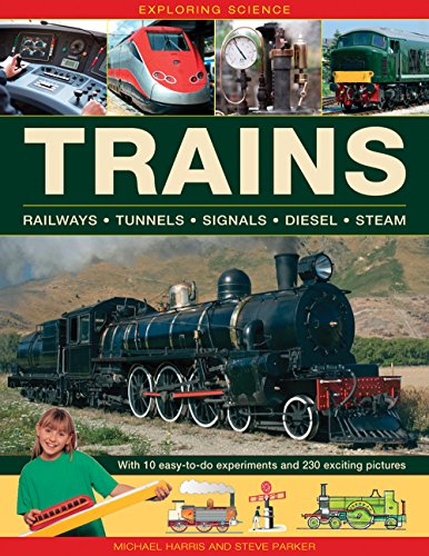 Book cover featuring a black steam train and various train images.