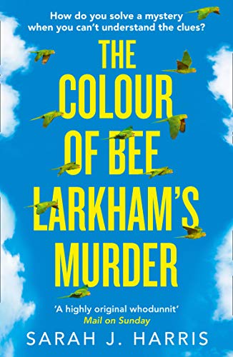 Book cover: bright blue sky with yellow text and flying parrots.