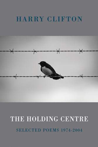 Poetry book cover: bird on barbed wire, grey and dark blue tones.