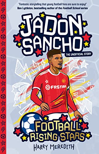 Book cover featuring footballer Jadon Sancho in a red jersey with a soccer ball.