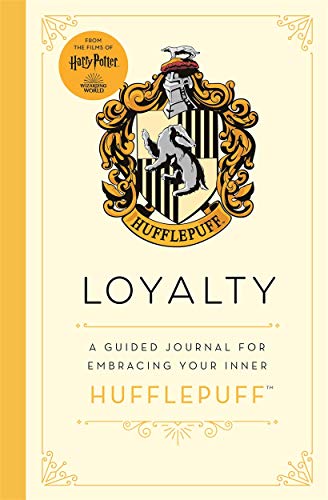 Hufflepuff journal cover with badger crest, yellow and black colors, and text.