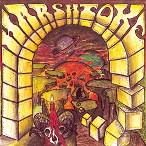 CD cover with psychedelic illustration of a fiery, planetary landscape.