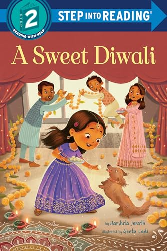 Book cover: family celebrating Diwali with flowers and sweets.