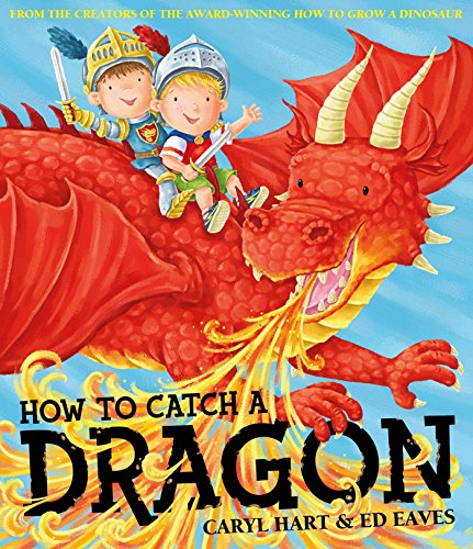 Children riding a red dragon, book cover illustration.