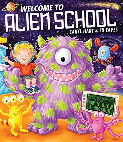 Book cover: children with colorful aliens in a space setting.