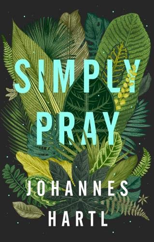 Book cover: "Simply Pray" with lush green tropical leaf illustration.