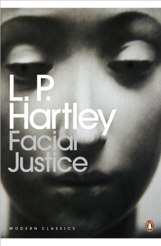 Book cover: "Facial Justice" by L.P. Hartley, close-up of a face.