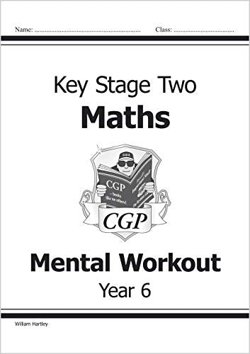KS2 Maths workout book cover, Year 6, with illustrated shield and text.