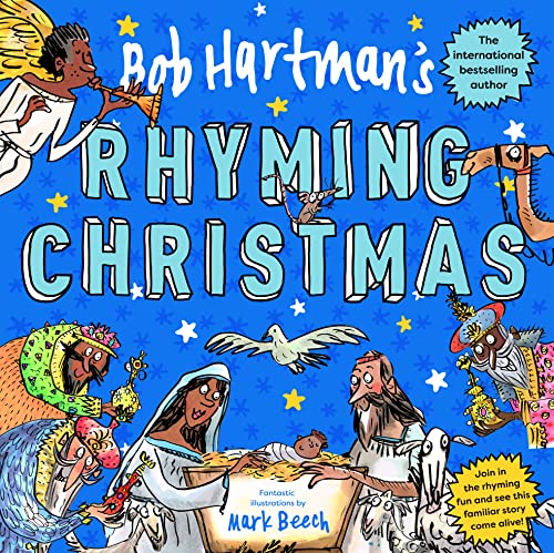 Book cover: colourful illustrations of the Nativity story with text.