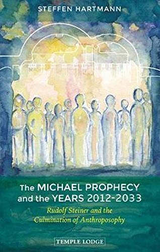 Book cover with watercolor figures and title: “The Michael Prophecy.”