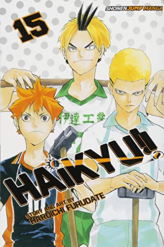 Haikyu!! manga volume 15 cover with three determined volleyball players.